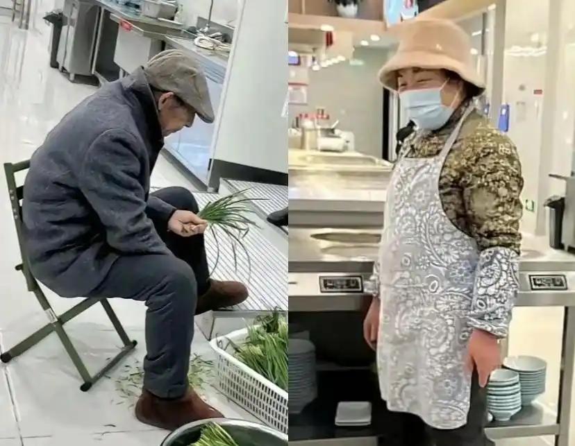 刘强东父母接地气行为_:刘强东父母食堂日常_刘强东父母现身京东食堂做饭