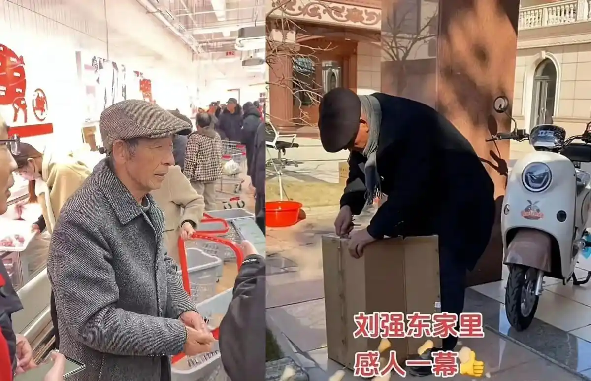 :刘强东父母食堂日常_刘强东父母接地气行为_刘强东父母现身京东食堂做饭