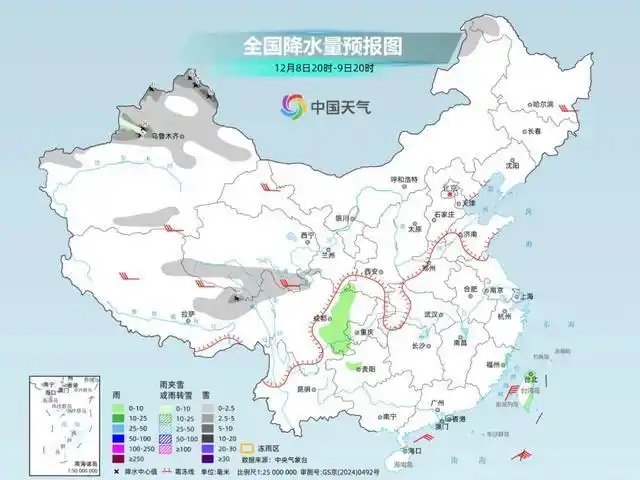 寒潮降温天气过程_入冬以来最大范围雨雪天气来了_雨雪天气分布图