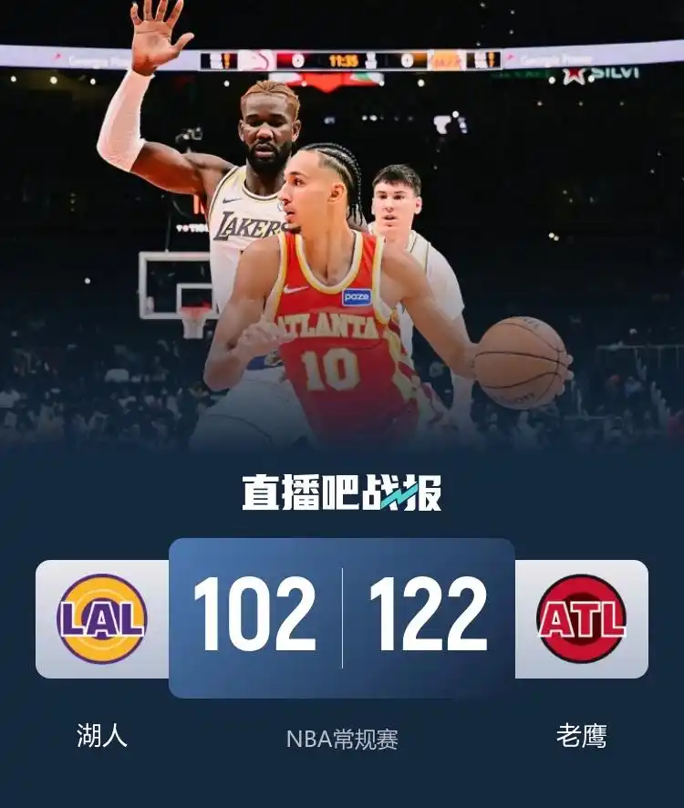 NBA常规赛老鹰vs湖人盖耶21分_湖人大比分不敌老鹰 东契奇持球突破_湖人五连胜终结老鹰主场大胜