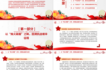 红色精美纪念中国人民抗日战争暨世界反法西斯战争胜利80周年思政课PPT党课